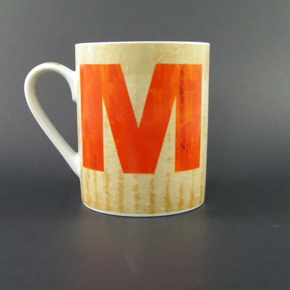 Pier 1 Porcelain Coffee / Tea Alphabet Mug.